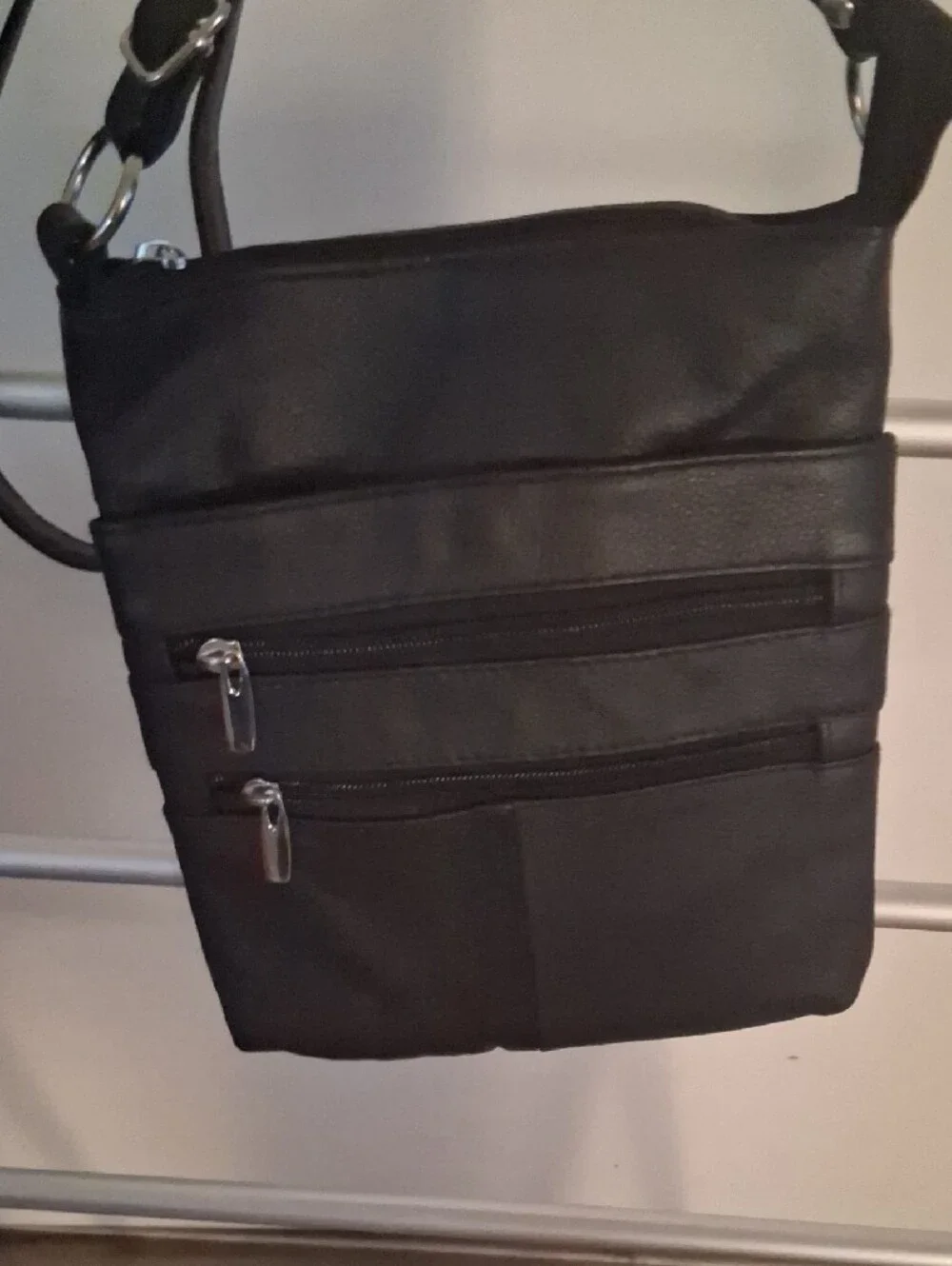 Black Leather Crossbody Bag for Women - Classic Everyday Carry